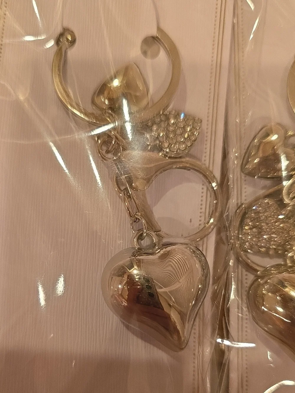 BULK Gold & Silver Tone Heart Keychains